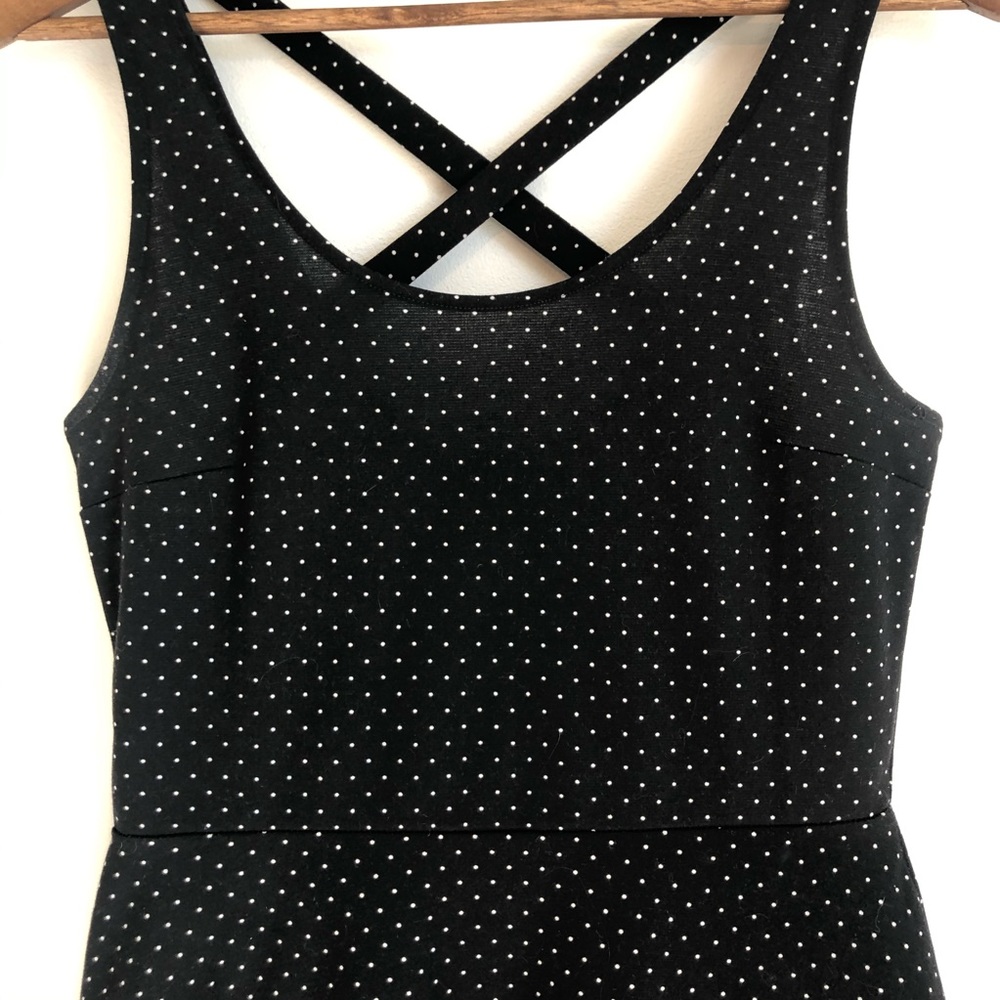H&M Black Polka Dot Cross Strappy Skater Dress, S - Picture 11 of 16